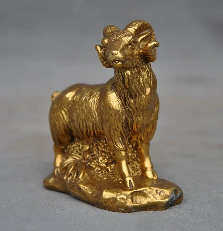 China Chinese brass Feng Shui auspicious Sheep goat ram Zodiac animal statue | Дом и сад