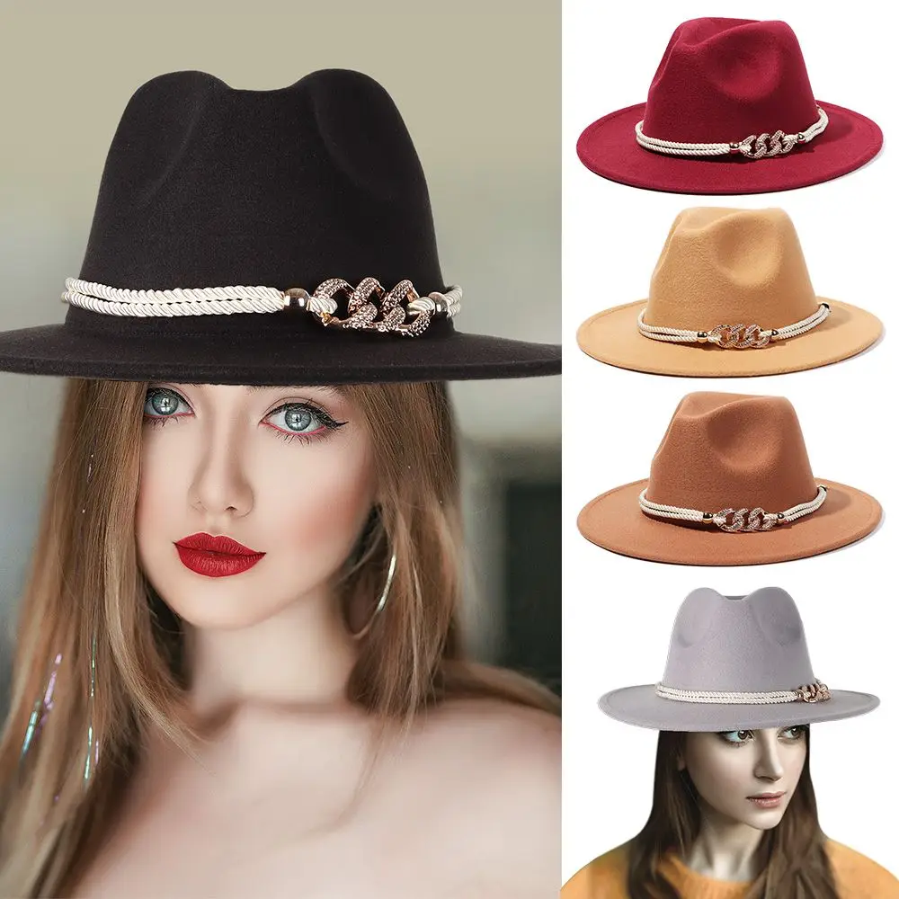 

Vintage Autumn Winter Gentlemen Soft Jazz Hat Wide Brim Hat Fedora Cap Wool Felt Trilby