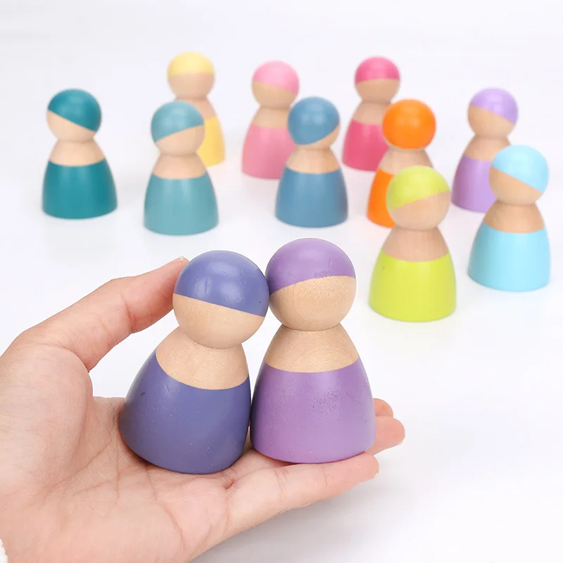 Деревянные радужные блоки деревянные игрушки строительные Монтессори обучающие