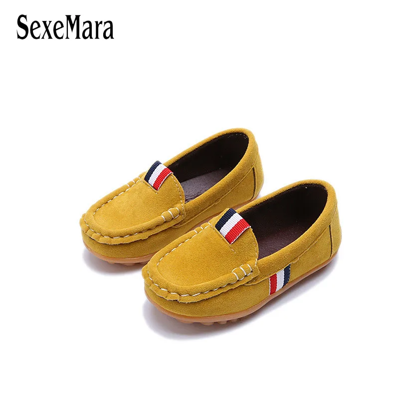 Unisex 2020 Suede girls footwear children Boys Shoes leather Toddler Baby Sneakers Slip On Brown/Green/Red/Yellow A11221 | Детская