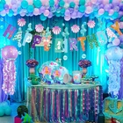 Украшения для дня рождения с изображением Русалочки, гирлянда из бумажный шарик флажков под морем, украшение для первого дня рождения девочки