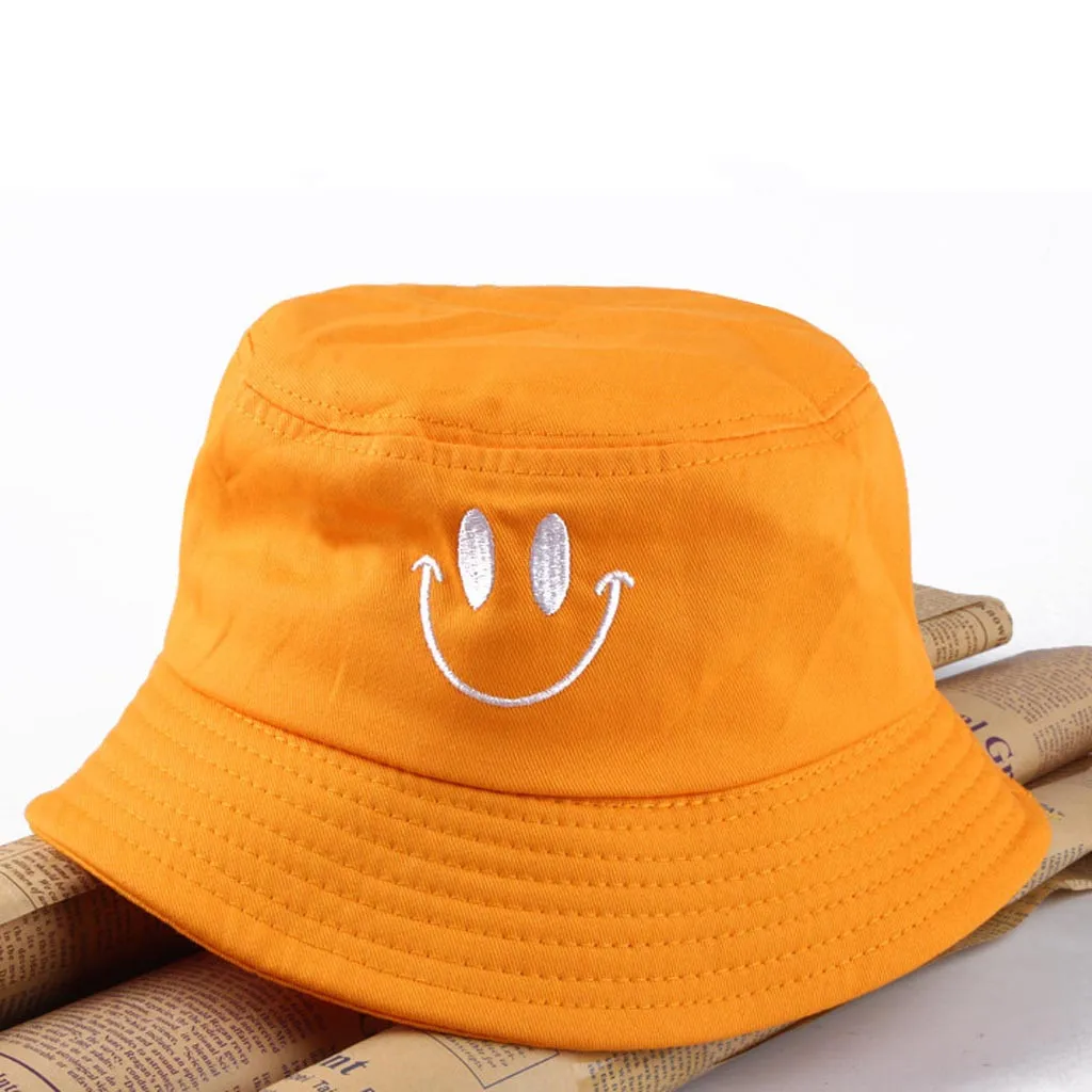 2019 Осенняя шляпа Женская Мужская Панама Дизайн плоский смайлик солнцезащитный