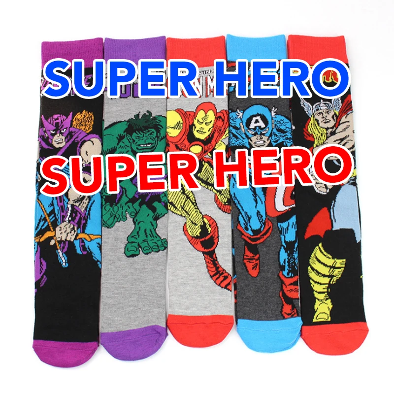 

Comic Hero Avenger Flash Iron Man Socks Peter Parker Cosplay Cartoon Adult Cotton Football Socks Non Slip Winter Home Stocking