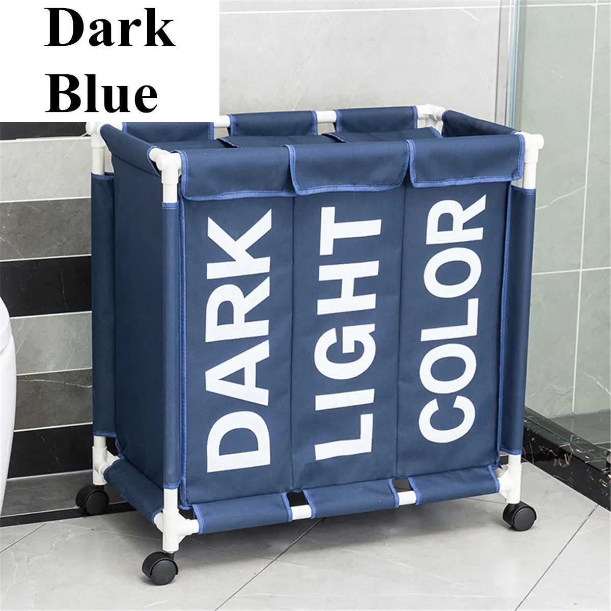 Корзина для белья с тремя колесами складная корзина большая грязной одежды
