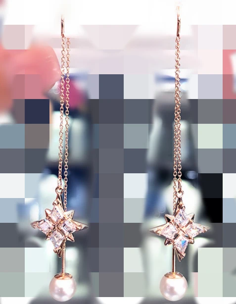 

High Quality Crystal Drop Long Chain Romantic Stars Elegant Fresh Earrings Jewelry