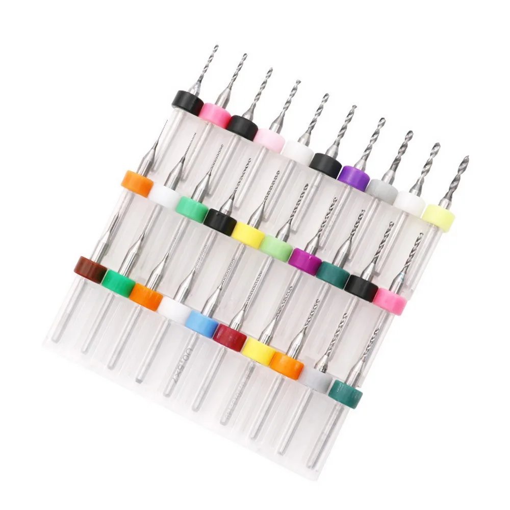 

10pcs 0.1mm-3.0mm PCB Drill Bit Set 1/8"Shank Spiral Flute Import Carbide Micro PCB Drill Bits Mini CNC Twist Drilling Bit Set