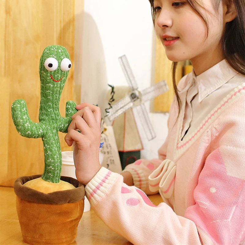 Juguete de peluche de Cactus, canto el&eacute;ctrico, 120 canciones, baile y torsi&oacute;n, grabaci&oacute;n luminosa, aprendizaje de hablar, juguete de peluche-1