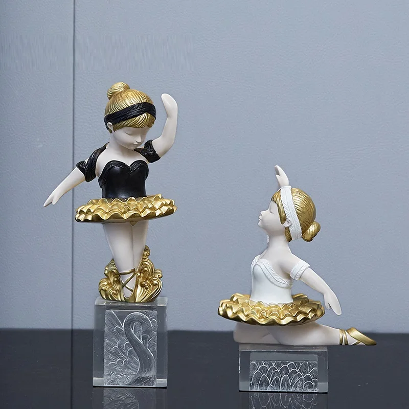 

Nordic Style Modern Cute Velvet Minuet Character Statue Swan Dance Figure Figurine Resin Crafts Home Decoration Ornament R4217