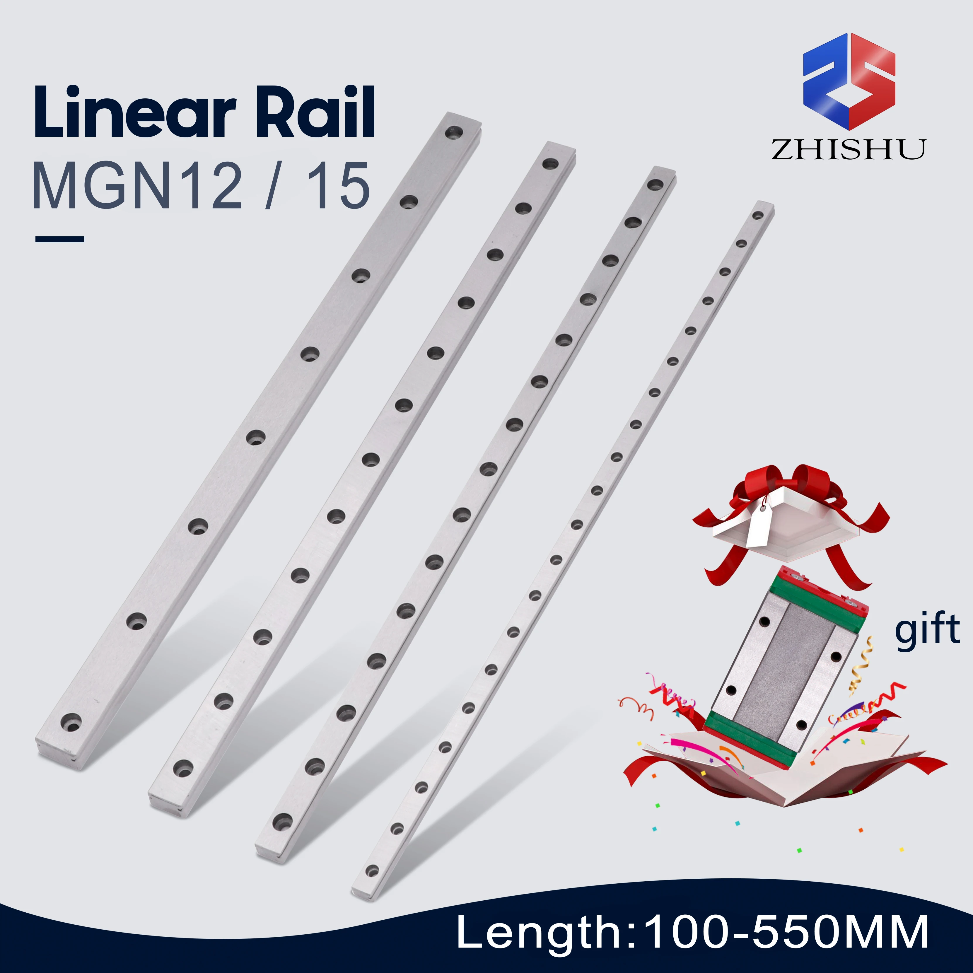 

MGN12 MGN15 MGN12C MGN15H 100 - 550 MM Slide Rail Guide 1PC MGN 12 Miniature Linear Guide Rail +Free 1PC MGN12H Square Carriages