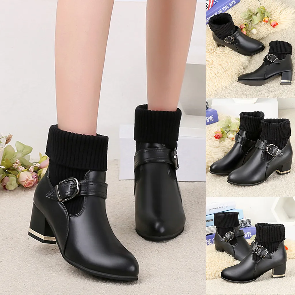 Женские модные повседневные теплые короткие ботильоны кожаная обувь на