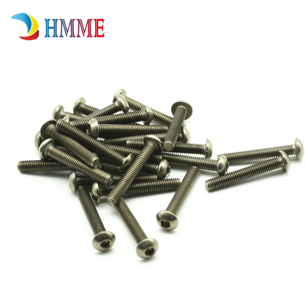 Титановый Болт M3 M4 x6-30mm с круглой головкой Шестигранная розетка Ti цвет не полированный шестигранный привод титановые винты Ti крепеж 10 шт
