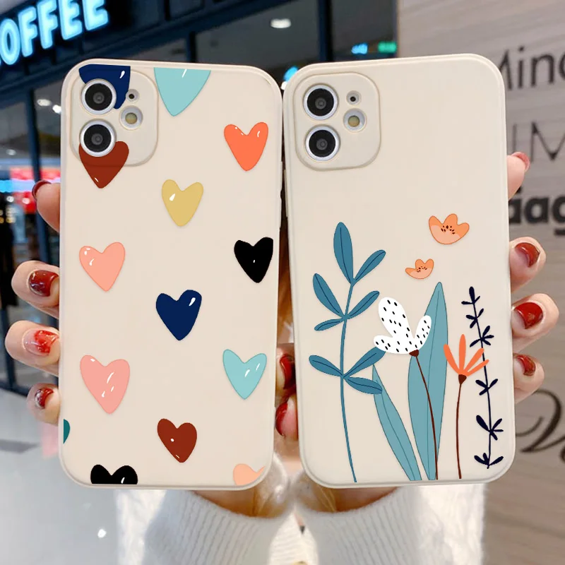 

For Funda Iphone 12 Pro Max Case On Iphone 11 Pro 7 8 Plus 6 6S Mini XS Max XR SE 2020 Funda TPU Flower Camera Protection Cover