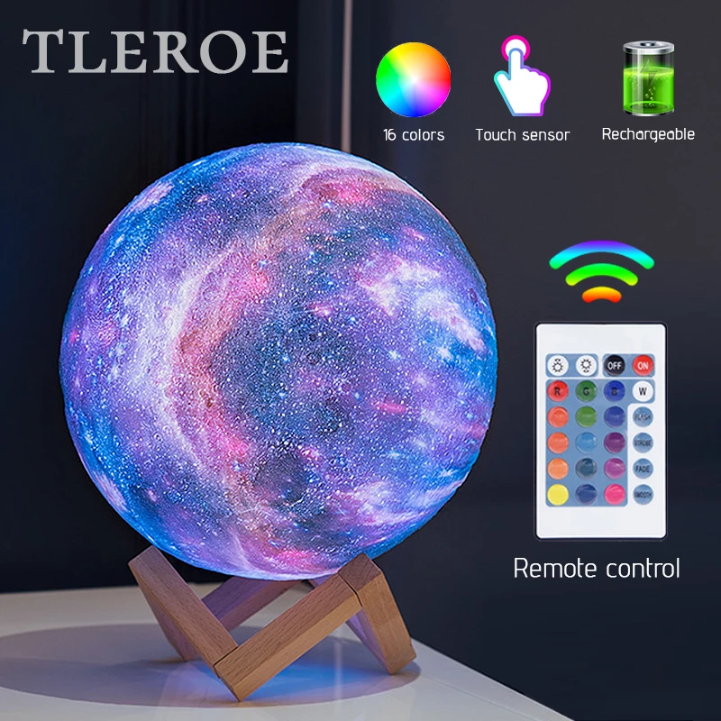 

Светодиодный ночник с 3D рисунком Луны, сенсорный светодиодный светильник в виде Луны, меняющий цвет, детский ночник для дома, спальни, украш...