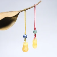 chinese element handmade natural yellow dragon jade peanut money bag lucky bag retro mobile phone chain pendant pendant ornament