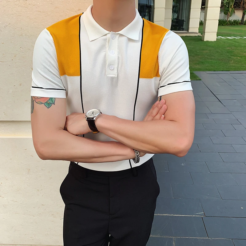 Летняя новая Корейская версия облегающей рубашки поло с короткими рукавами