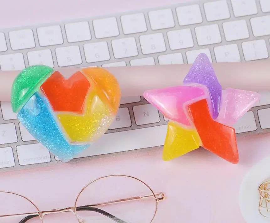

wholesale! 100pcs colorful Star Heart DIY Crafts for Flat Back Resin Cabochon Scrapbook Embellishment