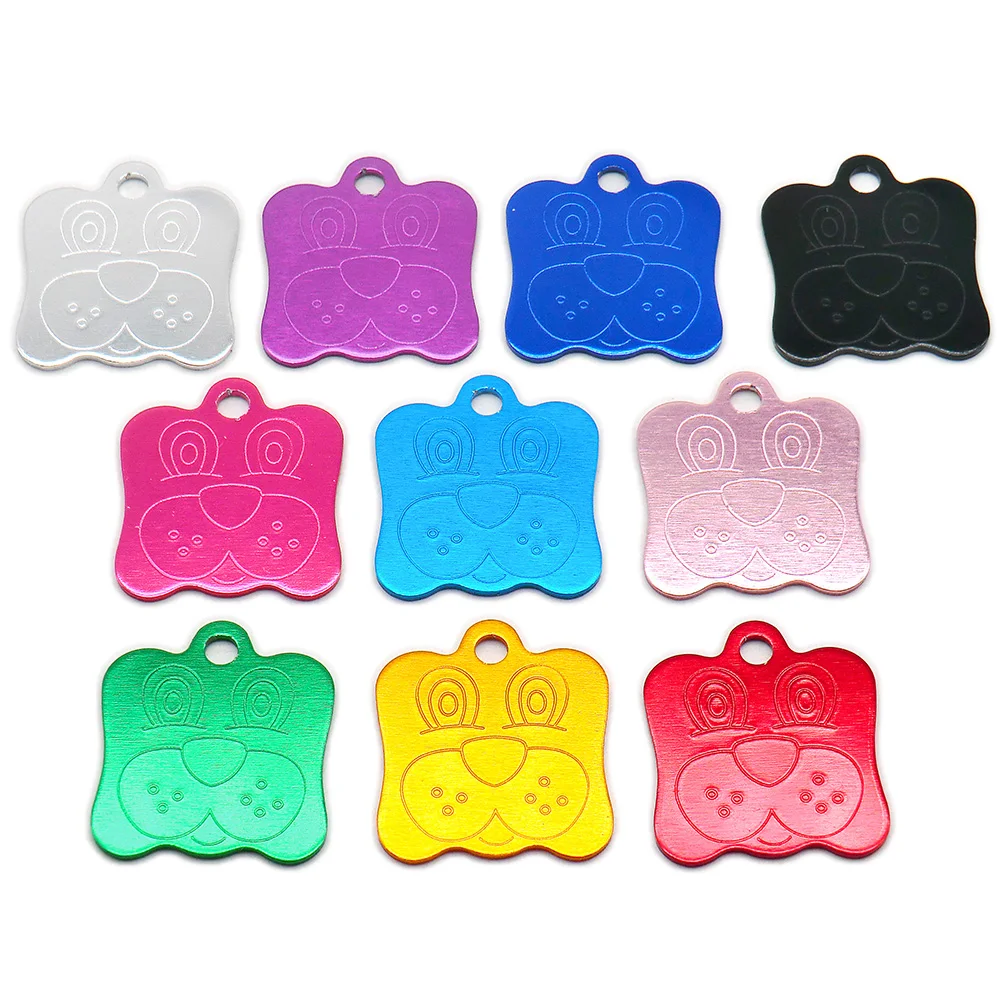 

Wholesale 20Pcs Dog ID Tag For Dogs Face Tags Aluminum Personalized Dog Puppy Tags Customized Dogs Laser Pet Nameplate Engraving
