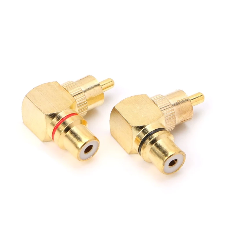 

2X Brass RCA Right Angle Male To Female Gold Plated Connector 90 Degree Adapters M3GD