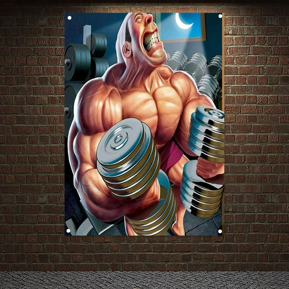 

Muscular Hunk Flag Wall Hanging Man Body Building Tapestry Canvas Painting Gym Decor Exercise Fitness Banner Poster Wallpapers