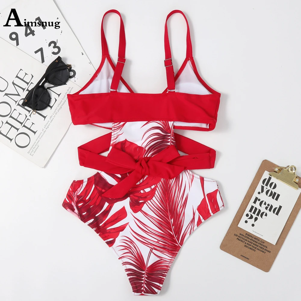 Женский купальник с принтом банановых листьев и гавайским Цельный женский