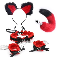 bdsm bondage gear fox tail set butt plug collar cat ears handcuffs adult sex toys for couples women games exotic accessories