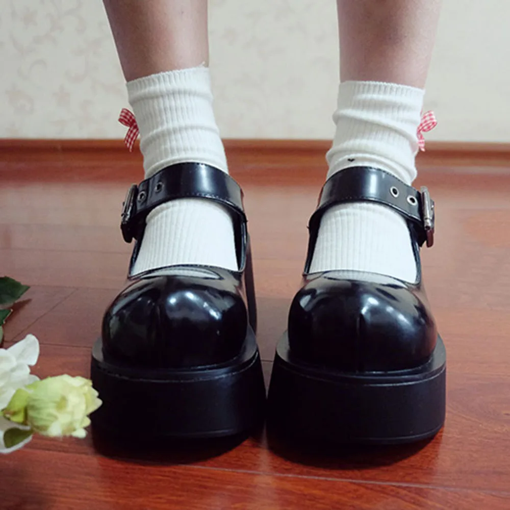 

Gothic Harajuku Big Head Doll Shoes Vintage Retro Muffin Platform Pumps Lolita Girls Black Female Girl Shoes High street leisure