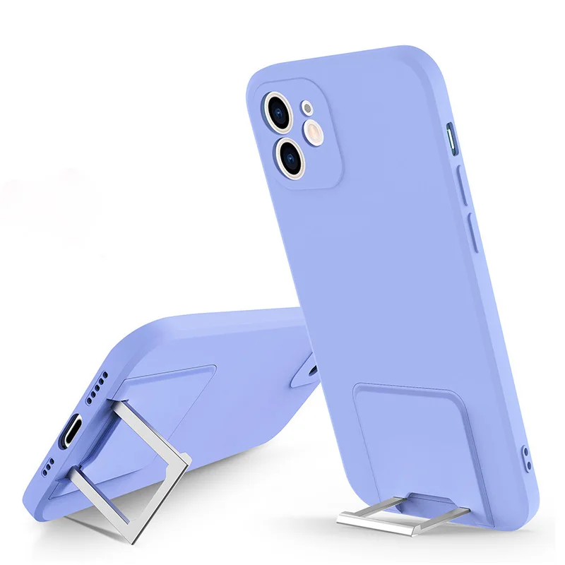 

Liquid Silicone Holder Phone Case For iPhone 12 11 Pro Max XS Max X XR 7 8 Plus 12 Pro Soft Back Cover