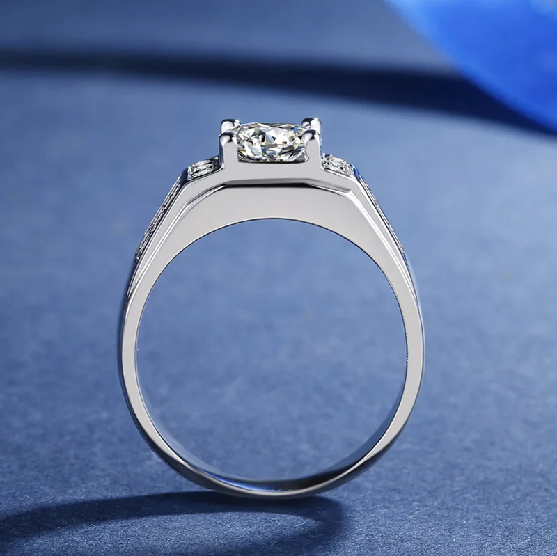 S925 Серебряный VVS1 кольцо с бриллиантом украшения для мужчин Anillos De Wedding Bizuteria белый