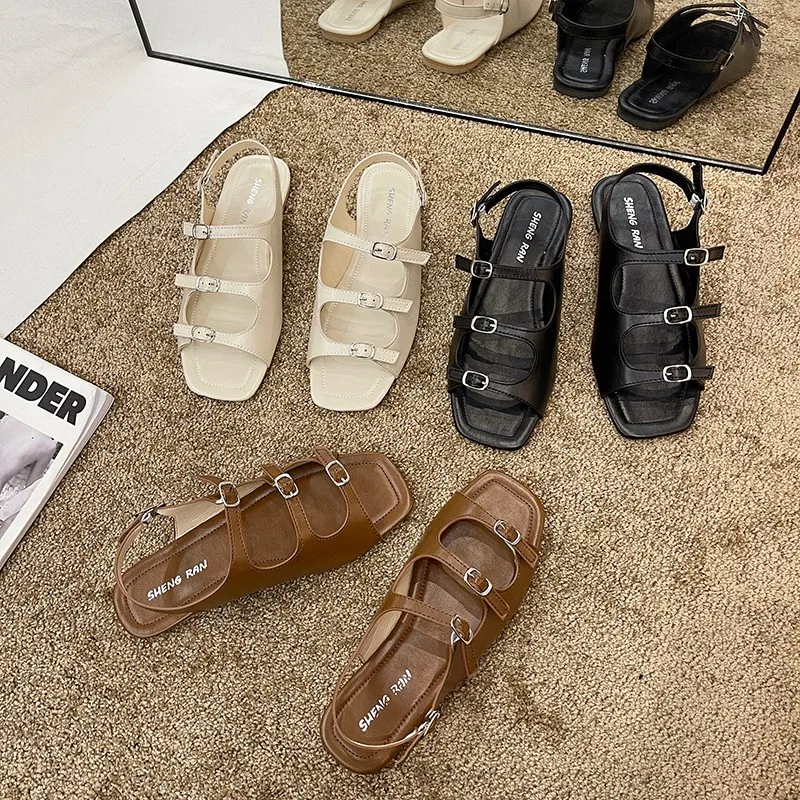 

Beige Heeled Sandals Flat Summer Shoes Woman Espadrilles Platform All-Match Buckle Strap Black Without 2021 Comfort High Fashion