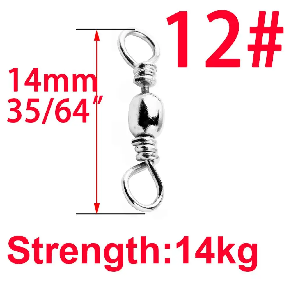 14mm 50pcs 50 шт. рыболовный шариковый подшипник из нержавеющей стали, Поворотный Баррель, крючки для морской рыбы, леска для приманки, Товары для рыбалки, инструмент для ловли карпа - Цвет: 14mm 50pcs