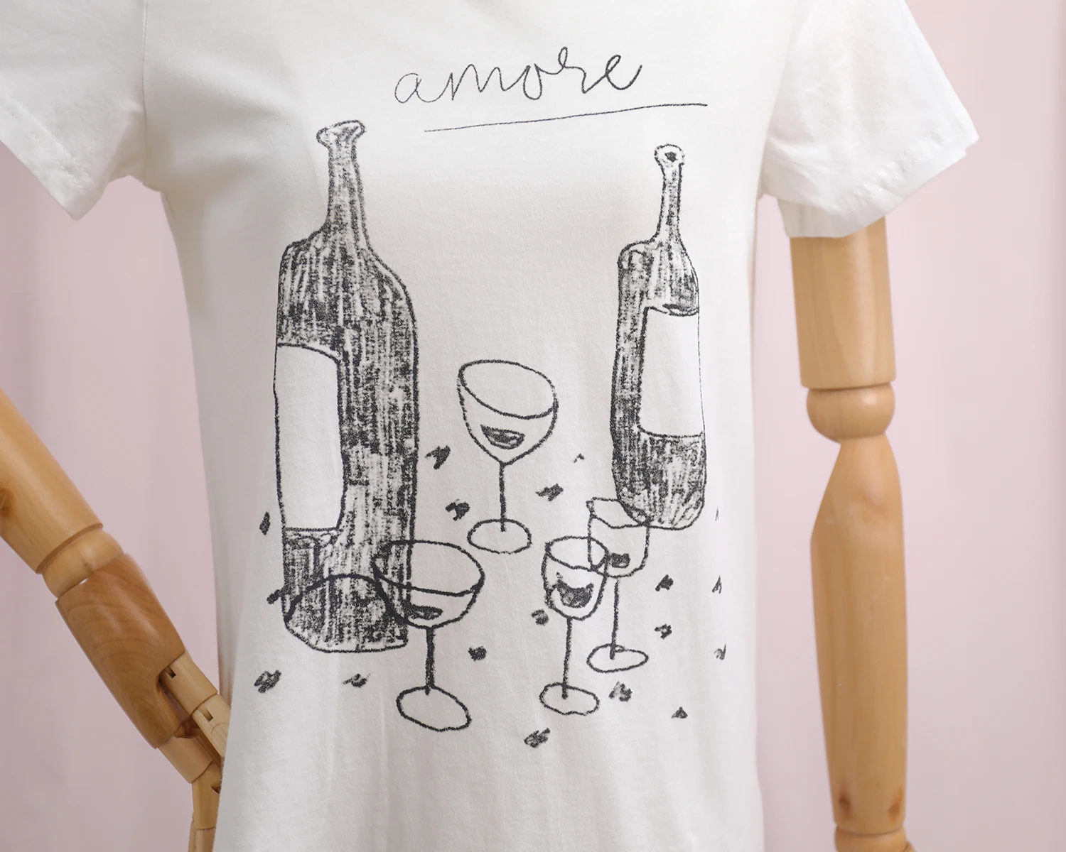 

Jastie Nice Women Tops New Summer T-Shirts Chic Wine Glass Letter Print O-Neck Cotton T-Shirt Casual Simple Basic Tops T-Shirt