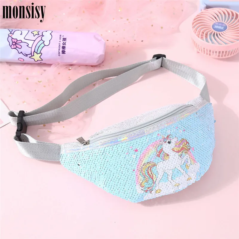 Поясная Сумка Monsisy с блестками и единорогом для девочек забавные детские