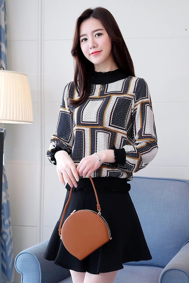 Новая модная повседневная одежда в полоску и клетку женская шифоновая блузка с