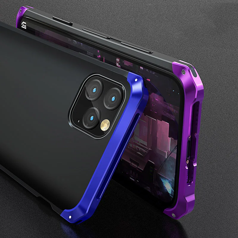 Противоударный защитный чехол для iphone 11 Pro Max металлический бампер жесткий из ТПУ
