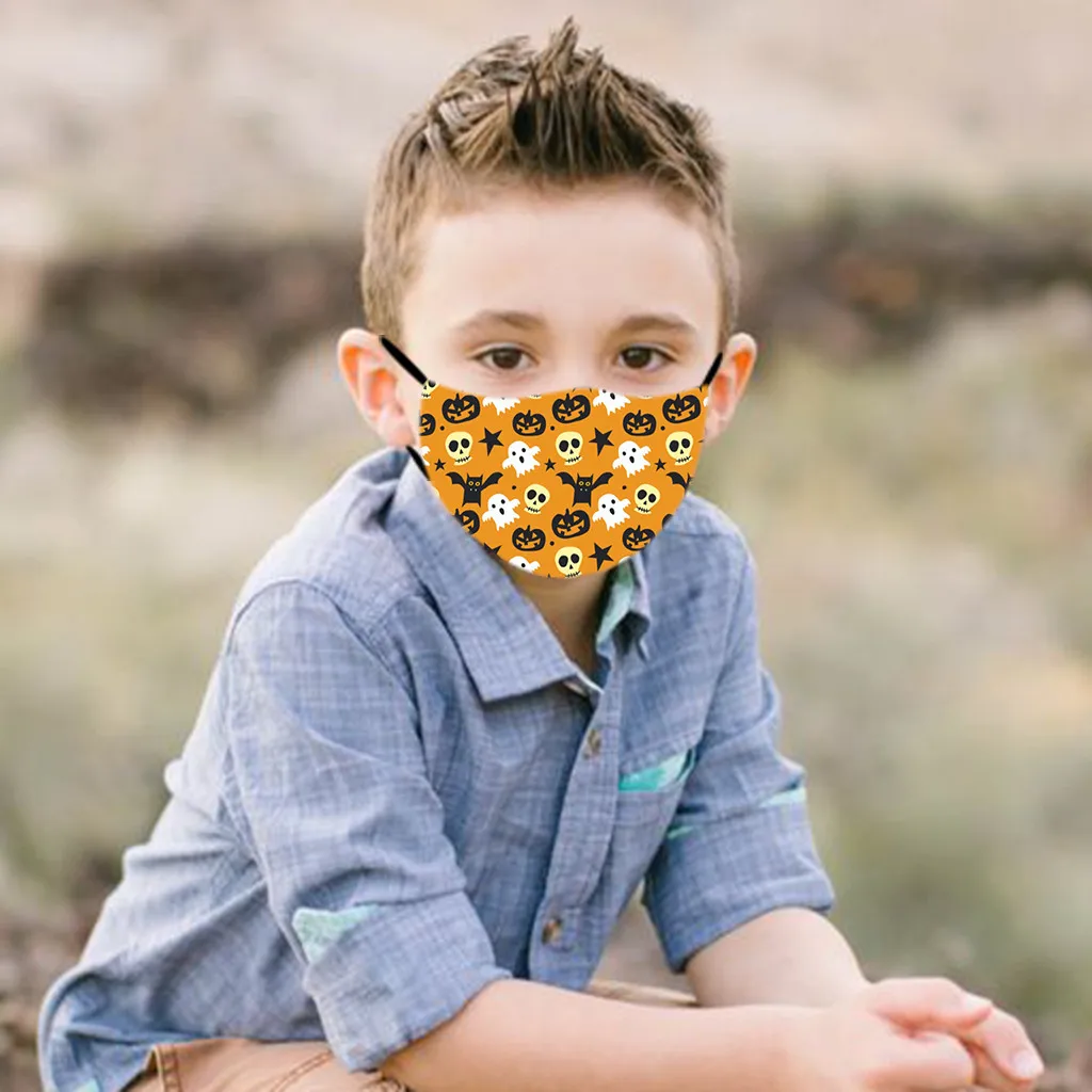 Halloween Print Face Mask For Child Kids Outdoor PM2.5 Dustproof Protection Mouth Adjustable Earloop Children Mouth-muffle | Спорт и