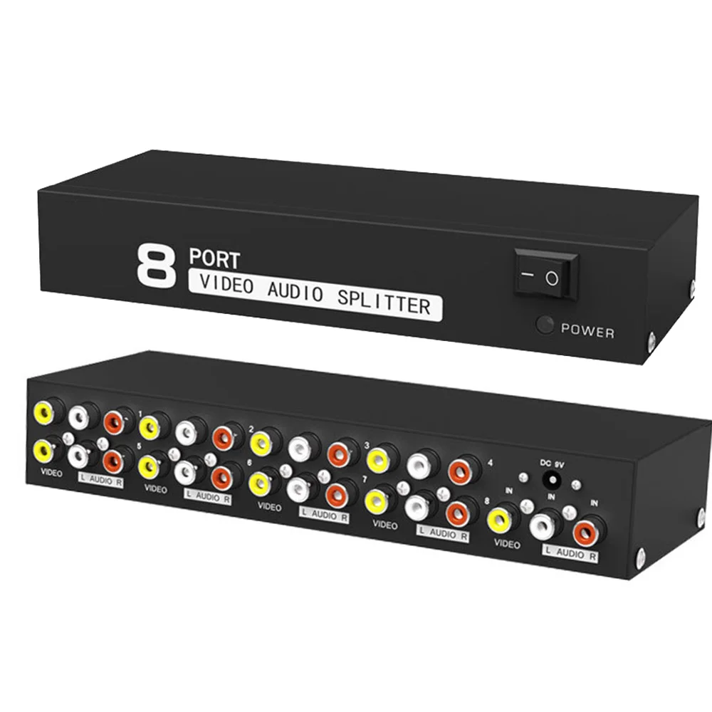 

8-way Composite RCA AV splitter 1X8 video&audio 1 in 8 out splitter distributor for STB,DVD HDTV