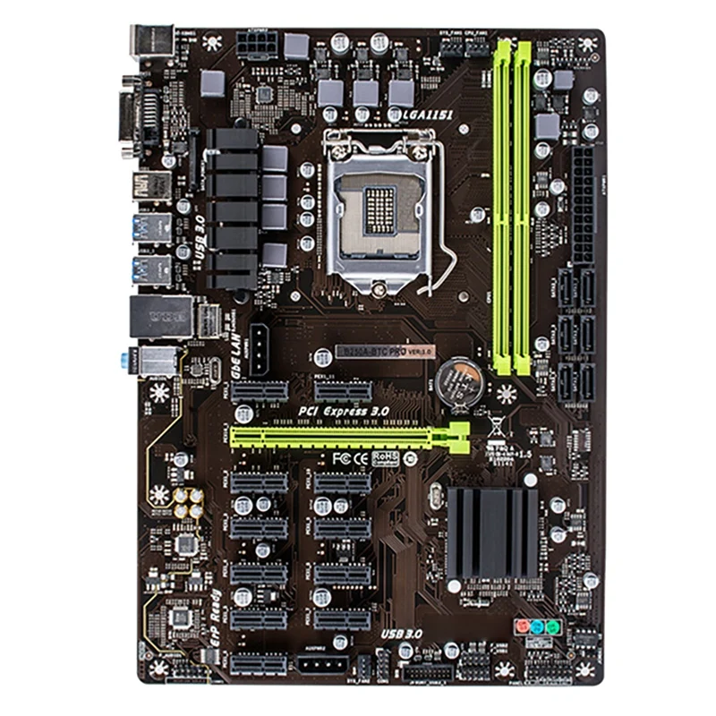 

B250A BTC Mining Motherboard 12 PCle 3.0 Graphics Card Slot LGA 1151 2XDDR4 RAM SATA3.0 USB3.0 Motherboard for SPU/ASIC