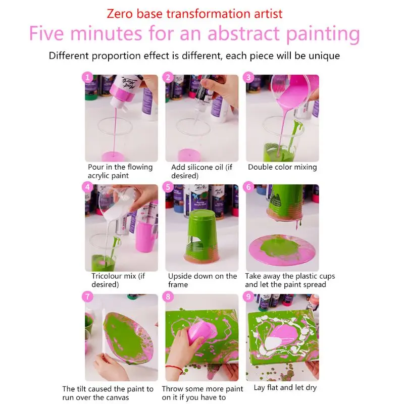 

60ML Pigment Acrylic Paint Pouring Medium Silicone Oil For Artist DIY Art Supplies
