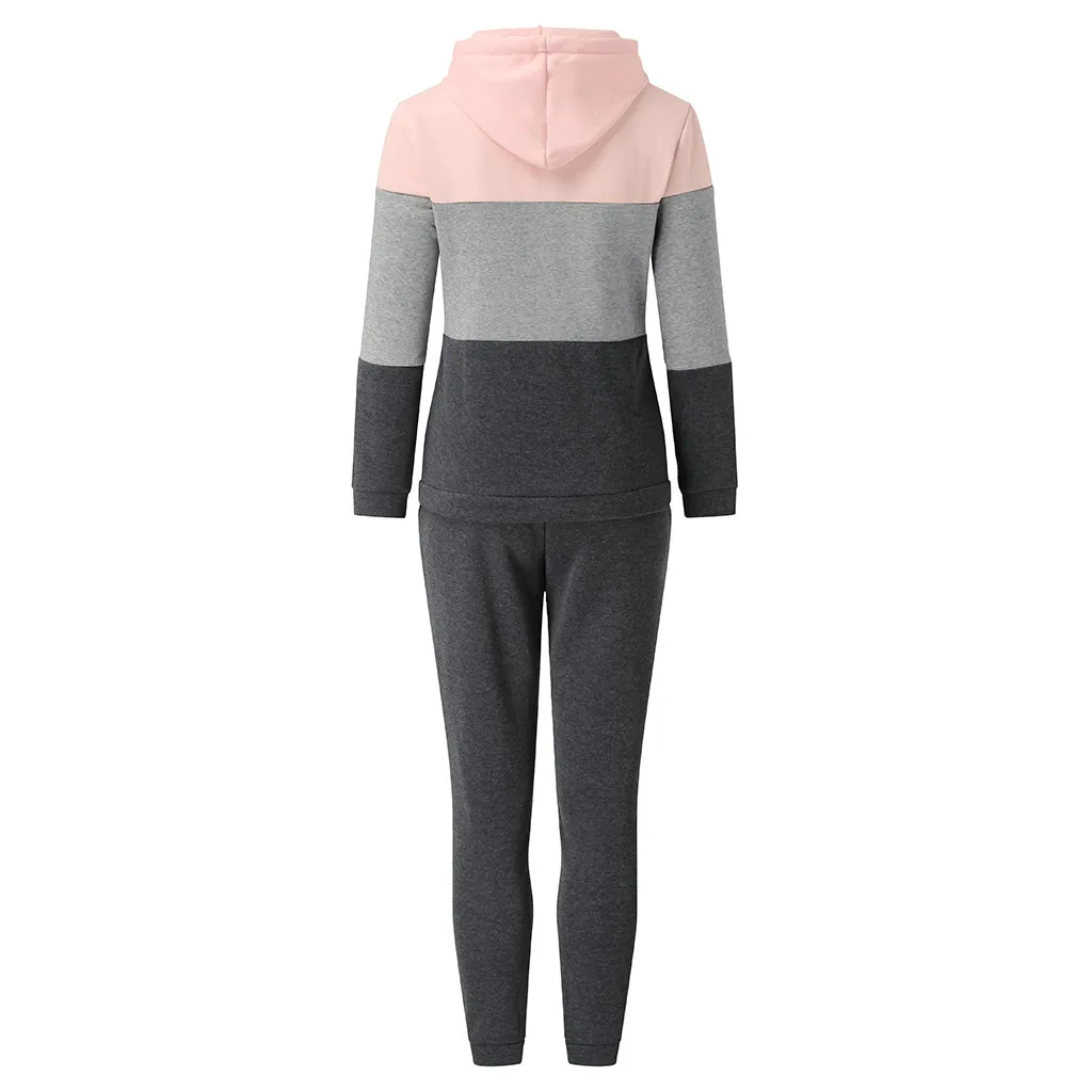 Спортивный костюм для женщин, комплект из двух предметов, sudadera mujer, зимний женский костюм для офиса, Женский Свободный Повседневный Спортивный костюм размера плюс