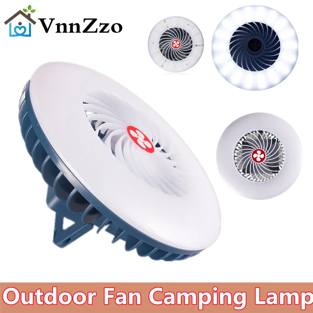 

Hanging Camping Lantern Outdoor Lighting Tool With Fan Battery Operated Fishing Waterproof ABS Emergency Tent Portable