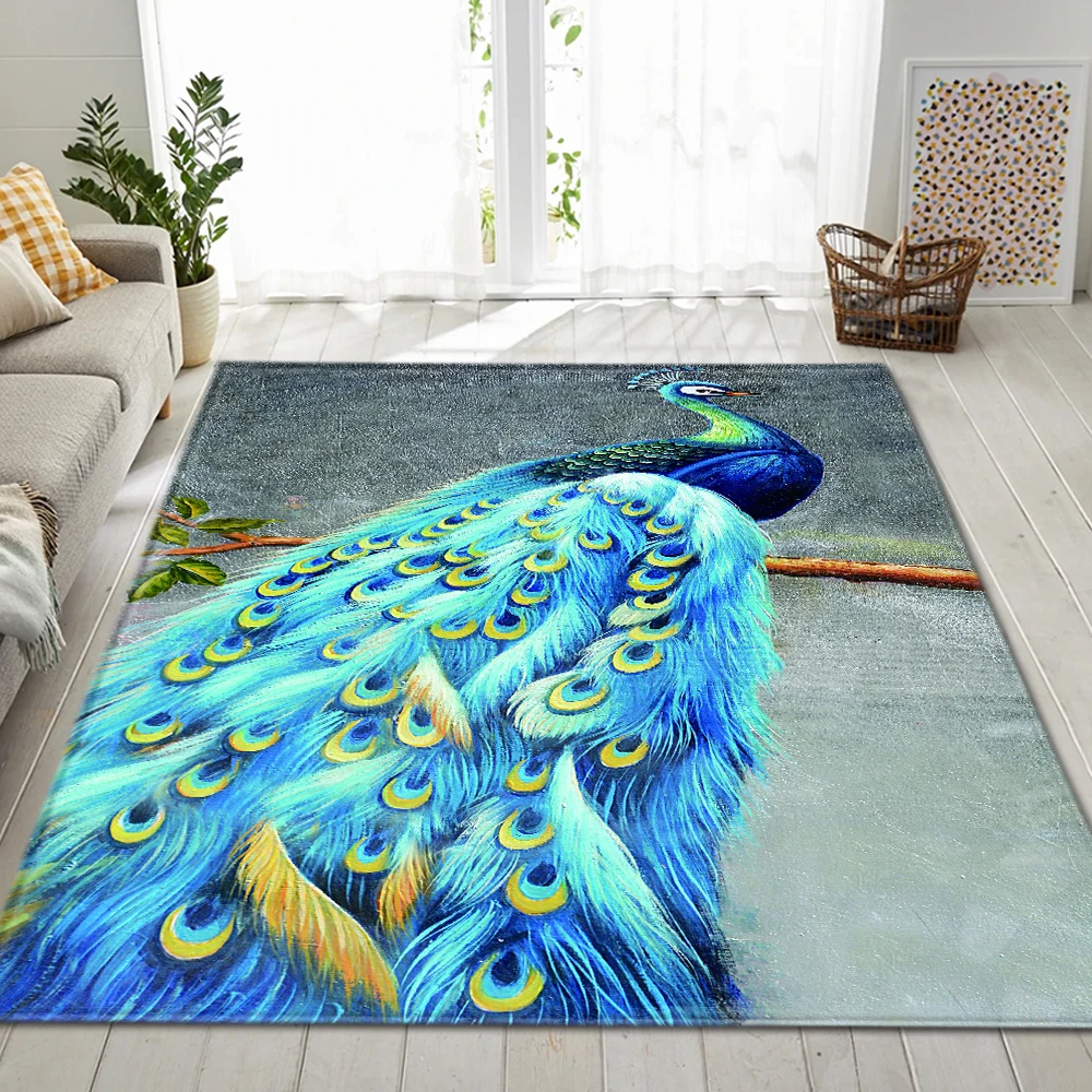

Home Decor Living Room Rug 3D Carpets Bedroom Peacock Printing Kids Room Play Mat Christmas Carpet Floor Area Rug Kitchen Rugs