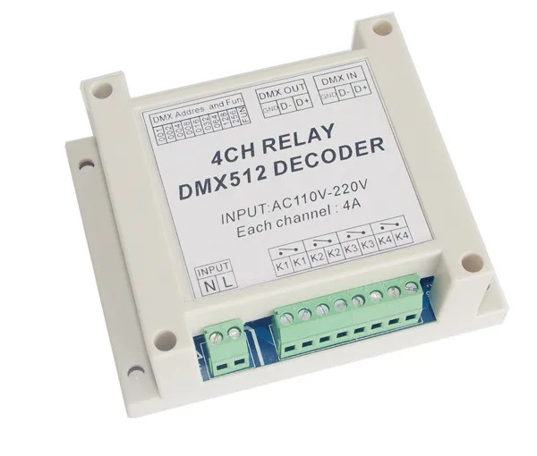 AC110 220V 3CH/4CH контроллер декодер RGB светодиодная полоса освещения DMX RELAY 3/4 канальный