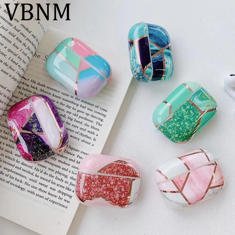 Геометрический мраморный чехол для наушников Airpods Pro Жесткий Чехол из