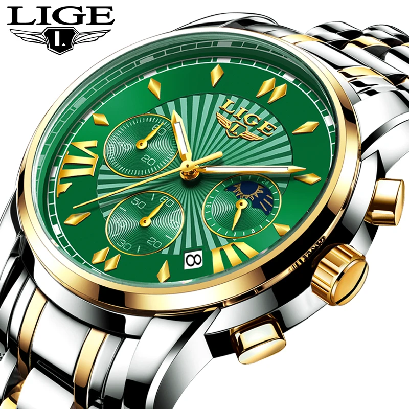 LIGE новые часы мужские модные кварцевые спортивные полностью стальные военные