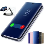 Роскошный прозрачный зеркальный чехол для телефона Samsung Galaxy Note 10 + S10 Plus A70 A50 A40 с откидной подставкой, кожаный чехол-держатель