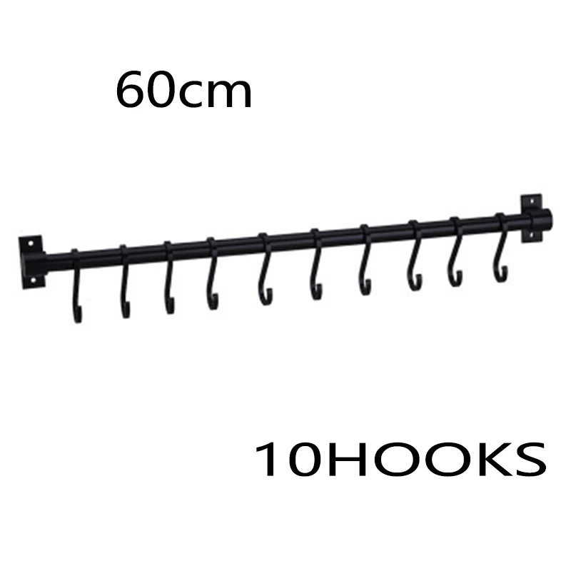

Kitchen Space Durable Aluminium Rack Wall Mounted Utensil Hanging Rack Black-