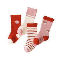 4pairs lot baby girl tube socks winter long socks toddler cartoon ruffle sock cute children accessories meia infantil menina