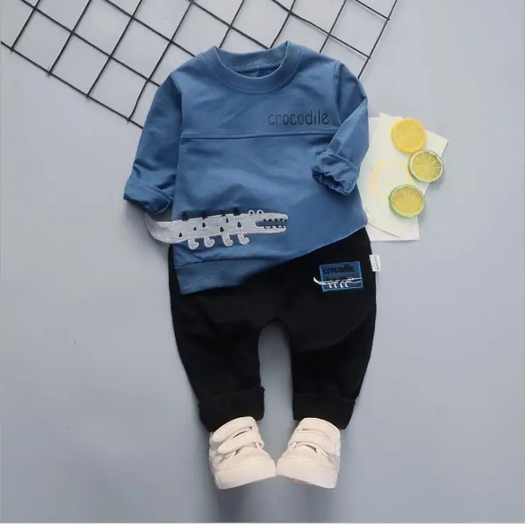 Весна-Осень 2020 Футболка для малышей Брюки Костюмы из 2 предметов Спортивные
