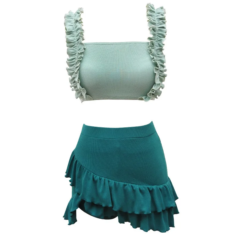 

Womens Bathing Suits Mayo Korean Plus Size Swimwear Trendy Swimming Skirt Ruffle Three Swimsuit Tankini Female Bikini Fragrance