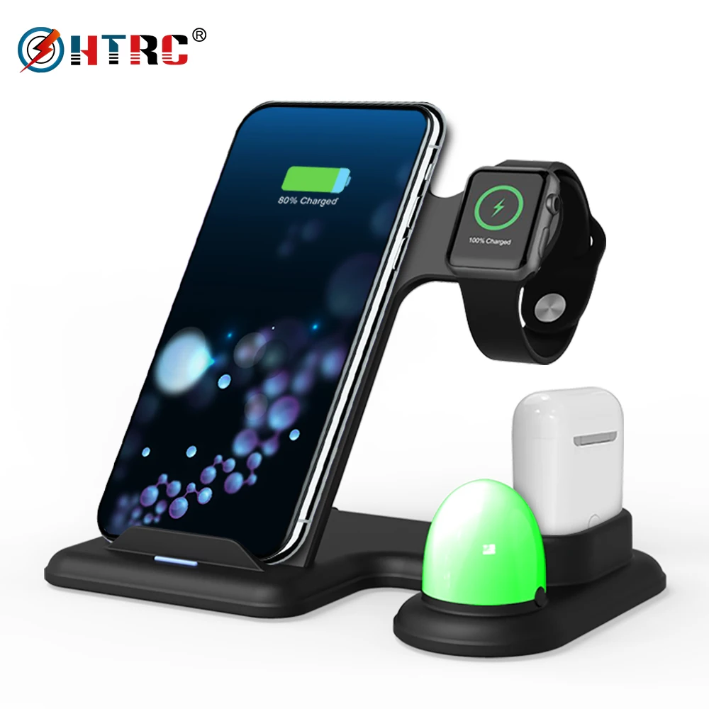 4 в 1 держатель для быстрой зарядки 10 Вт Apple Smartwatch iPhone X XS XR MAX 7 8 Plus Airpods 2 Док станция